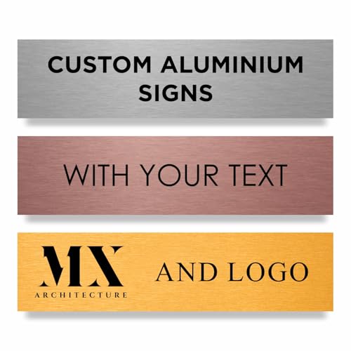 Slimline Aluminium Custom Office Door Sign by ViroDisplay® – Rigid Aluminium – 200 x 50mm - Customisable Office Sign – Durable Printed Surface – Self-Adhesive Fixing