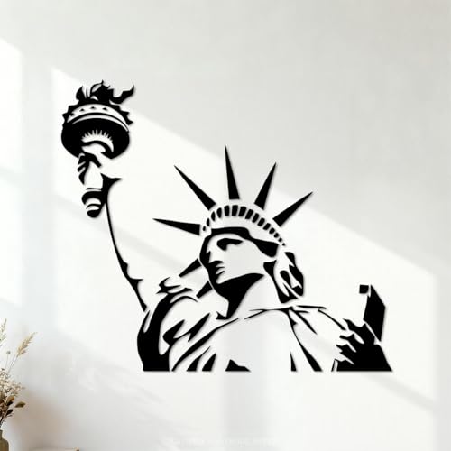 Statue de la Liberté USA Femme Statue de la Liberté Stickers muraux en vinyle Culture du tatouage 54.6x61.8cm Noir