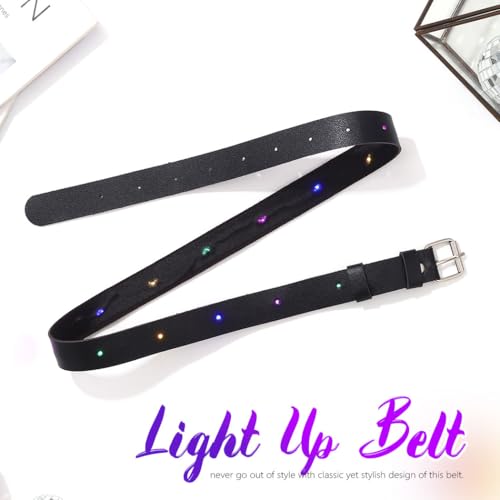 REETAN Light up Black Leather Belt Rave Waist Accessories for Women4