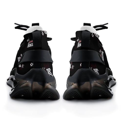 Race Car with Checkered Flag Funny Women's Sneakers Lightweight Running Shoe Sports Tennis Shoes 6