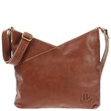 LECONI Schultertasche Damentasche Umhängetasche natur weiche Ledertasche Handtasche Damen Leder 32x29x3cm braun LE0065-buf