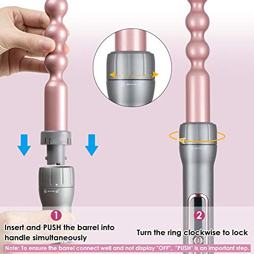 Curling Iron Set 6 in 1 - Laluztop Hair Curling Wand Set Instant Heat Up Hair Curler with LCD Temperature Control and 5 Interchangeable Ceramic Barrels(0.35’’ to 1.25’’ ) and 1 Hair Straightener Brush - Thumbnail 2