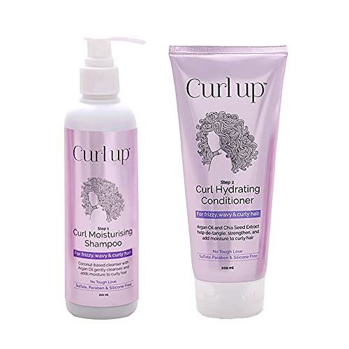 Curl Up Hair Wash Combo with Curly Hair Shampoo And Conditioner | For Dry Frizzy, Wavy & Curly Hair | Sulphate Paraben And Silicone Free – 200ml each (Combo of 2)