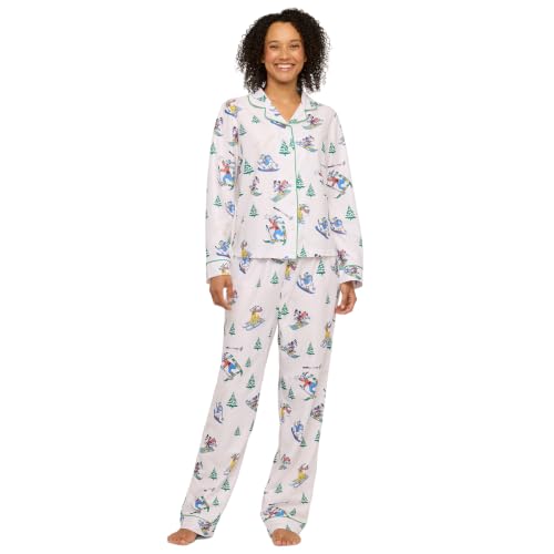 Disney Women's 2-Piece Set Soft & Comfortable Matching Family Holiday Pajamas, FAM_MICKEY BON SKI, L