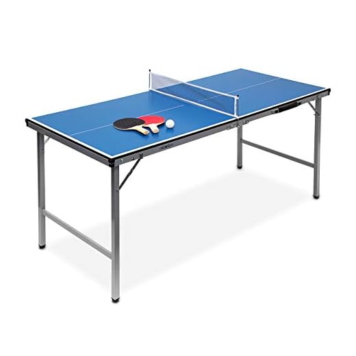 Relaxdays Tavolo Ping Pong, HLP 71 x 150 x 67 cm, Trasportabile, Rete, Palline, Racchette, Interni, MDF e Metallo, Blu