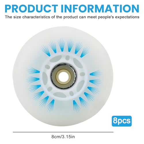 PORFOYO Inline Skate Rollen, 80mm Inliner Rollen 8 Stück, Inline Skate Teile Räder mit Kugellagern, Inliner Skate Räder, Universal PU Rollen für Alle Arten von Rollschuhen