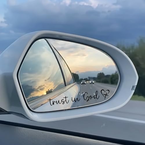 Image of Miarita 3X Trust in God Rearview Mirror Sticker, Mirror Decals, Christian Car Accessories, Car Stickers and Decals for Women, Cute Car Stickers, Valentines Day Gifts for Her (Trust in God Black)