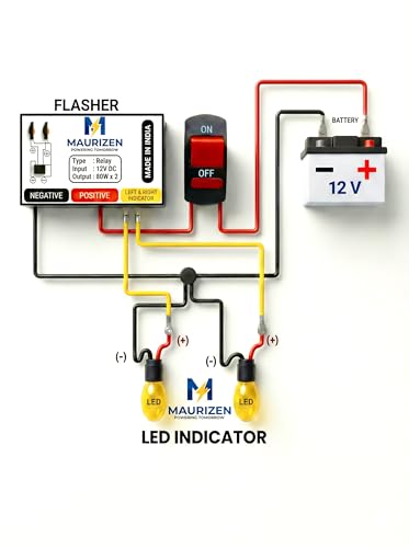 Image of MAURIZEN Universal Hazard Flasher with ON /OFF Switch for All Bike /Scooty | Universal Blinker Module | 22 Customizable Flash Patterns | Waterproof