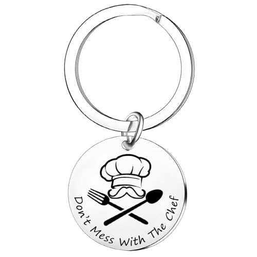 Divertente portachiavi regalo per chef culinario studente regalo Don't Mess with The Chef portachiavi regalo di ringraziamento regalo di apprezzamento per chef regalo di compleanno per chef, Argentato