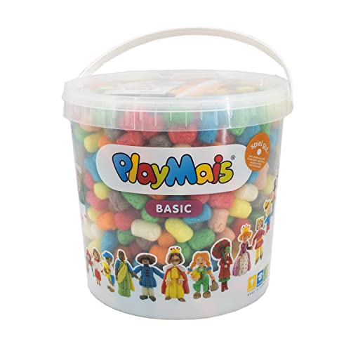 PlayMais BASIC 1000 Bastelset für Kinder ab 3 Jahren | Basteleimer mit über 1000 bunten PlayMais zum Basteln | Natürliches Spielzeug | Fördert Kreativität & Motorik | Geschenk für Mädchen & Jungen