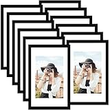 Picrit 11x17 Picture Frame Set of 12, Display 8x12 with Mat or 11x17 without Mat, Photo Frames for Wall Mounting Display, BLACK