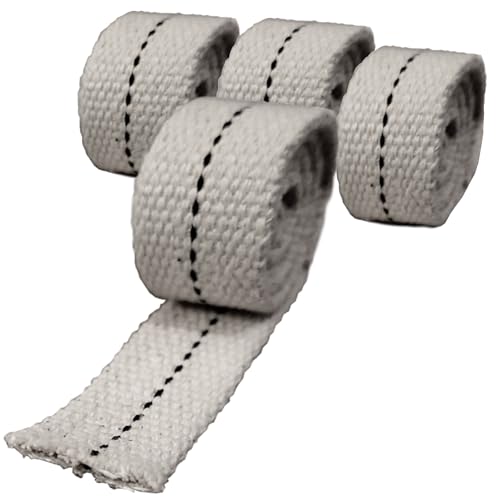 Replacement Wick for Anti-Frost Greenhouse Heater or Cold Frame Heater and Paraffin Heaters, Lamps Oil Burners or Kerosene Burners Flat Cotton Wicks 2cm 3/4 Inch - Pack of 4 Long Tail Wick