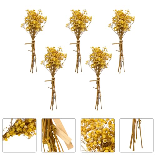 Ramo seco de flores preservadas Gypsophila amarillo 5 tallos 12cm miniatura 7