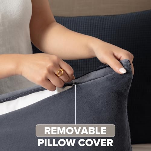 Image of UGG Remina Comforter Set 5 Piece Bed in a Bag with Throw Blanket, Decorative Pillow, Shams, and Reversible Comforter Hypoallergenic Washable Luxury Warm Fluffy Bedding Set, Full /Queen, Navy Blue
