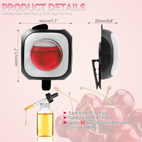 Image of Car Air Freshener Vent Clip 6 Pack 4ml Each Up to 180 Days Long Lasting Scent Odor Eliminator for Women Men(Fresh Cherry)