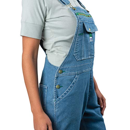 Liberty Womens Washed Denim Bib Overalls, Light Stone Washed, Medium #TOP1