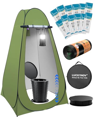 LuckyNov Adjustable Portable Toilet with Privacy Tent for...