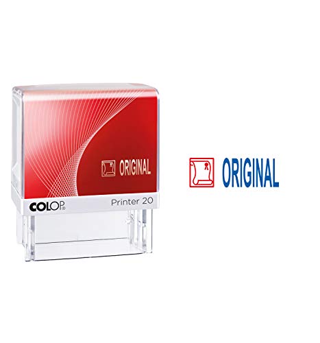 COLOP Printer 20 Text-Stempel ORIGINAL und Piktogramm, Abdruckfarbe blau-rot, sofort einsatzbereit, bis ca. 5 000 Abdrucke