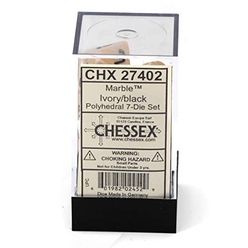 Chessex Chx27402 Dice-Marble Ivory/Black Set #TOP21
