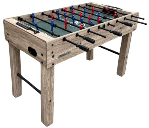 Pegasi Fußballtisch Woody - Kickertisch bis 14 Jahre - Fussballtisch - Indoor Tischkicker- Fußball Tischspiel - Fussballtisch- Foosball Table - Braun
