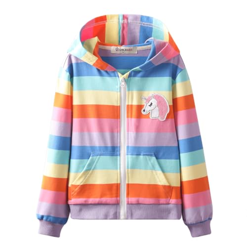 Image of weLaken Unicorn Sweatshirts for Girls Thick Cotton Pullover Tops Fall Winter Children Girls Clothing