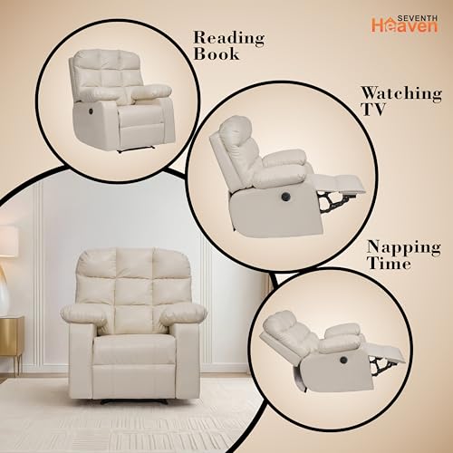 Image of Lumina 1 Seater Motorised Recliner | Single Sofa Chair for Living Room Comfort | Ergonomic Design (Leatherette - Beige)