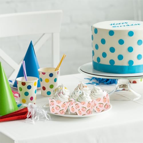 Envoltorios de cupcakes de melocotón con diseño de acuarela para adornar tartas de fiesta 6