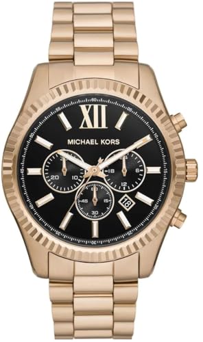 Michael Kors Herren Analog Digital Quarz Uhr mit Edelstahl Armband MK9155, Gold, Armband