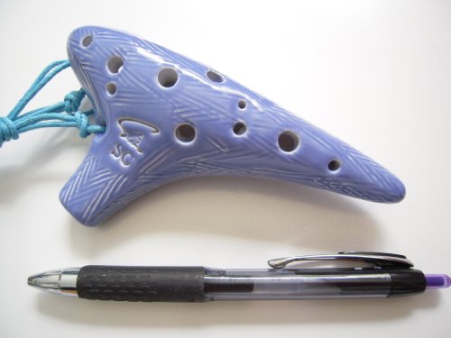 Focalink Soprano C 12 Holes Ceramic Ocarina - Easy To Learn, Good For Beginner & Great Gift. Linn's Arts! (Blue) #TOP4