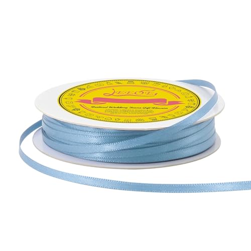 Image of Double Face Dusty Blue Satin Thin Ribbon 1 /8 inch X 50 Yards Polyester Dusty Blue Ribbon for Gift Wrapping Very Suitable for Weddings Party Hair Bow Invitation Decorations and More