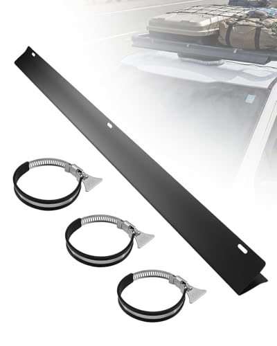 Ladder Rack Wind Deflector Alloy Steel Wind Fairing Reduces Wind Noise & Drag with Rubber-Coated Hand-Tightened Clamp Mount 39 Inch for Pickups Vans SUVs with Racks
