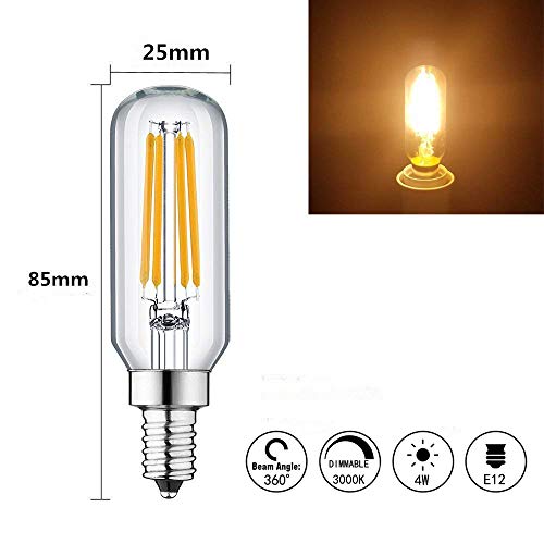 Ctkcom 4W E12 T6 Led Bulb(4 Pack)- Smooth Dimmable Candelabra Light Bulb T6 T25 Led Tubular Bulb 40W Equivalent Warm White 3000K 320Lm Tube Bulb Bent Tip For Pendant Light,E12 Base 110V #TOP1