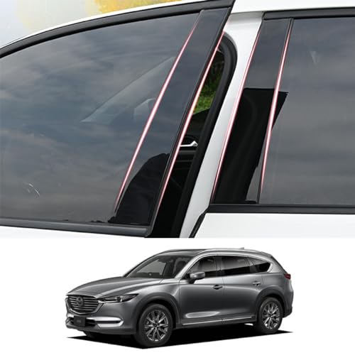ZdeduoCar マツダ 専用設計 CX-8 KG5P KG2P型(2017年12月-現行) ピラーガーニッシュ Bピラー 純正サイドバイザー 保護カバー 8点セット (ピアノブラック)