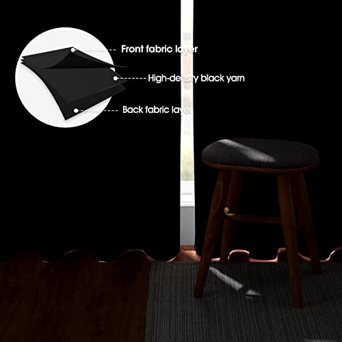 HOMEIDEAS Black Blackout Curtains 2 Panels 52 X 96 Inch Drop Room Darkening Eyelet Curtains for Bedroom Living Room Thermal Insulated Light Blocking Window Drapes - Image 3