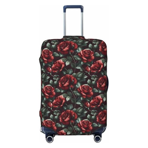 Vintage Red Rose Print Travel Luggage Covers, Washable Suitcase Covers Protector for Luggage 18-32 Inch High Elasticity