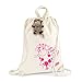 DIMENSIONE DANZA SISTERS Gym Sack aus Baumwolle, Druck Fluorfuchsia, Rucksack mit Kordelzug mit 1 Tasche, Größe 37 x 46 cm, Farbe: Weiß.