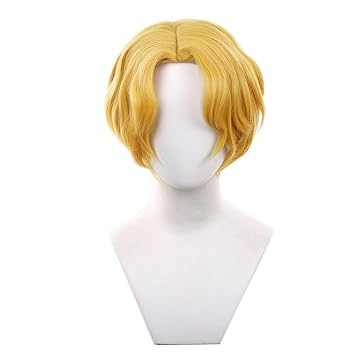Anime Flame Emperor Wig Blond Short Curly Party Hair Halloween Cosplay Props Accessory