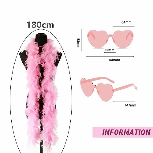 Norhogo pink feather boa, 1.8m pink feathers scarf for Women boa and glasses, feather boa - Image 2