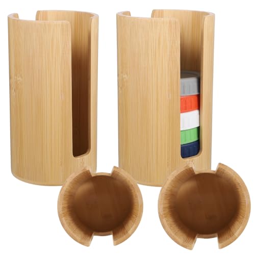 Wanmu 2Pcs Mason Jar Lid Organizer, Bamboo Vertical Storage Holder,