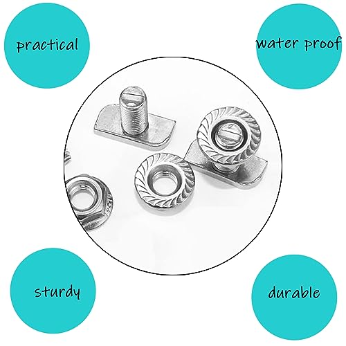 10 Stück Hammerkopfschrauben-Set M10 x 25, Gewächshaus Schrauben, Sperrzahnmuttern M10, Hammerkopfschrauben mit Flanschmutter, Geeignet für Photovoltaik-Installationssysteme, Solarmodulinstallationen