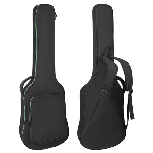 Image of Electric Guitar Bag 7MM Soft Padded Electric Guitar Case 39 Inch Gig Bag Backpack with Back Hanger Loop and Shoulder Strap, Green Zipper