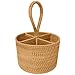 HONGLIUDSF Semplice ed Elegante Frutteto Gourmet del Cesto del cestello Rotondo Portatile del Cestino della griglia del Rattan del Rattan Portatile