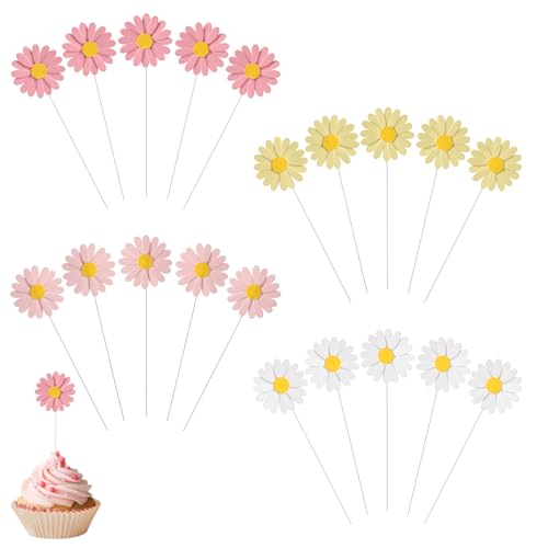 Jjunw 597275_1_PWA3A1CV 20 Pcs Daisy Cupcake Toppers cover