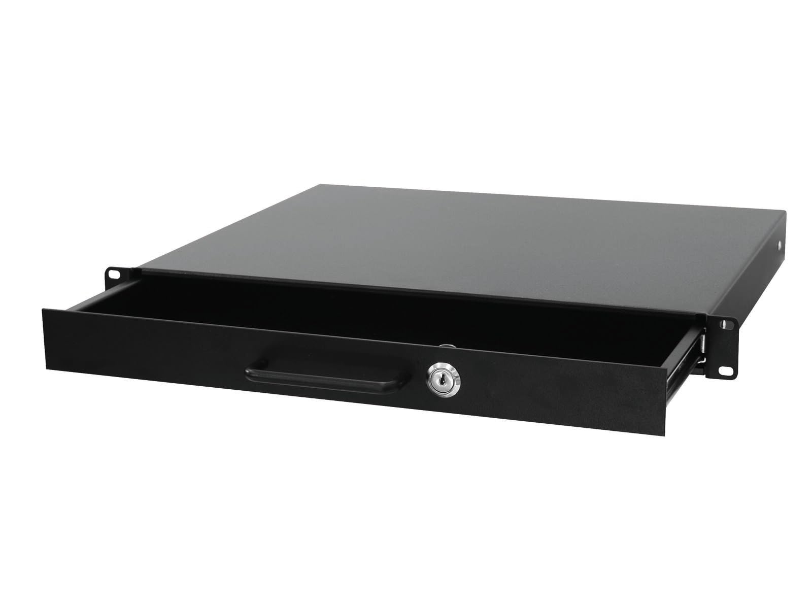Tiroir rack 1U 48,3 cm avec serrure – Convient pour rack standard de 48,3 cm Flightcase pour armoire réseau, serveur, boîtier AV, compartiment coulissant