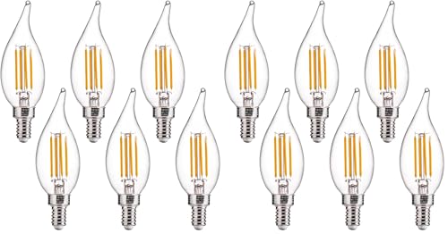 Image of FLSNT LED Candelabra Bulbs, Dimmable CA11 E12 LED Chandelier Light Bulbs, 2700K Soft White, 4W (40W Equivalent), 450LM, 12 Pack UL,CA65 Listed.