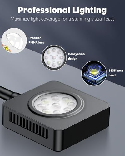 Image of Pawfly 15 W LED Aquarium Light with Brilliant Blue White Red Lights for 1 to 10 Gallon Fish Tank