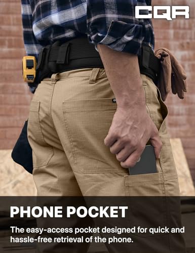Image of CQR Men's Quick Dry Work Pants, Water Resistant Outdoor Tactical Pants, Lightweight Stretch Cargo Hiking Pants