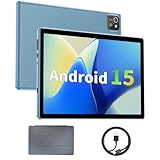 Tablet 10 inch Android 15 Tablets, 3GB RAM 64GB ROM 1TB Expand, Quad-Core Processor, 1280x800 LCD Touch Screen, WiFi 5, Dual Camera, BT5.0, 6000mAh Battery (Blue)