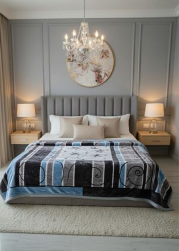Image of Signature Exclusive Chanakya Supersoft Luxury Heavy Winter Double Ply Double Bed Mink Blanket - 4.5 kg | 100% Polyester | 2.10 m x 2.40 m | Royal Luxe Comfort for Extreme Cold (Midnight Snowfall)