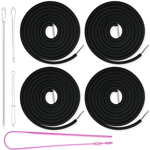 FLEXNOVA 4 Stück Kordel für Jogginghose, 160cm Kordel Schwarz für Hoodie Hosenbund Rope Laces mit Durchziehnadel Kordelband Kordelzug Endstück Metall Ersatz-Saiten für Hosenband Jacken Hosenband